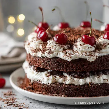 Black Forest Cake: Traditional Recipe with Tart Cherries Recipe Card