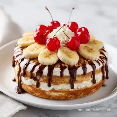 Banana Split Cake: No-Bake Dessert Recipe Card