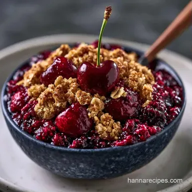 Cherry Crumble with Frozen Cherries Recipe Card