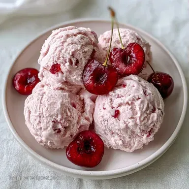 No-Churn Cherry Ice Cream Recipe Card