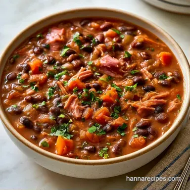 Slow Cooker Black Bean Soup with Ham Recipe Card