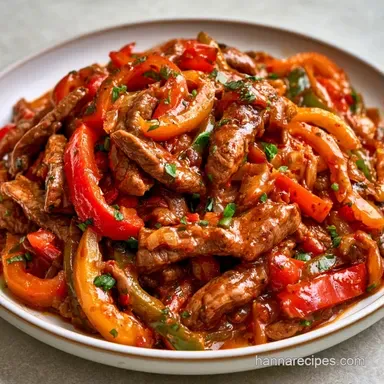 Slow Cooker Pepper Steak for 6 Servings Recipe Card