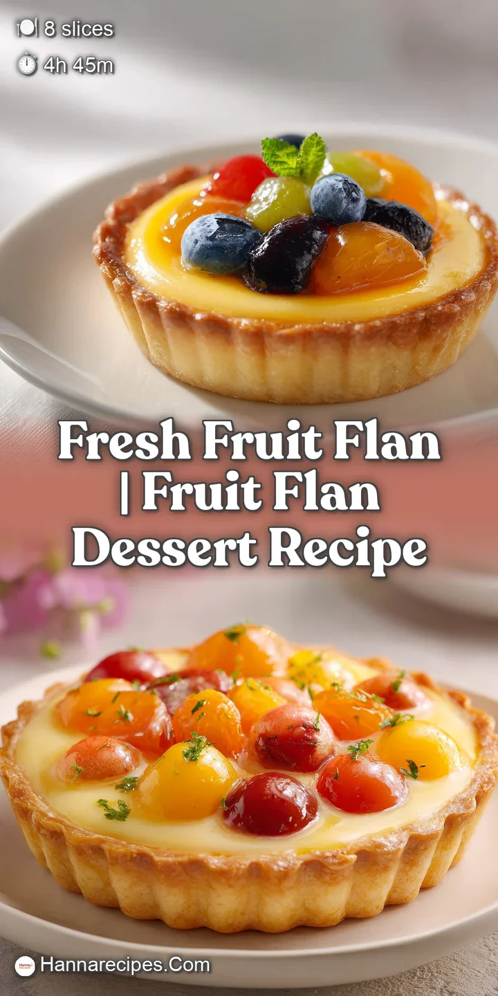 Close-up of glistening fresh fruit atop a layer of creamy pale yellow custard and a buttery, flaky golden crust.
