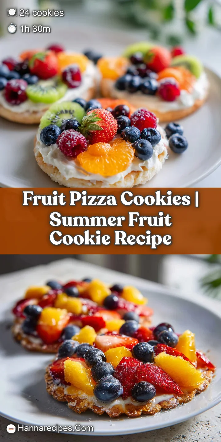 Close-up of a golden cookie base topped with luscious cream cheese frosting and jewel-toned fruit.