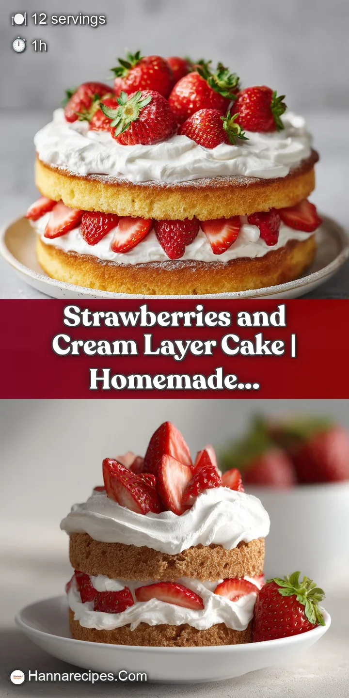 Close-up of creamy white frosting and juicy, vibrant red strawberry slices atop a soft, moist sponge cake layer.