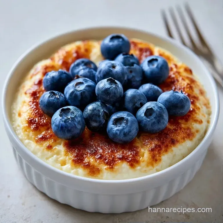 Four white ceramic bowls filled with creamy white curd, topped with deep blue berries on a rustic wooden table