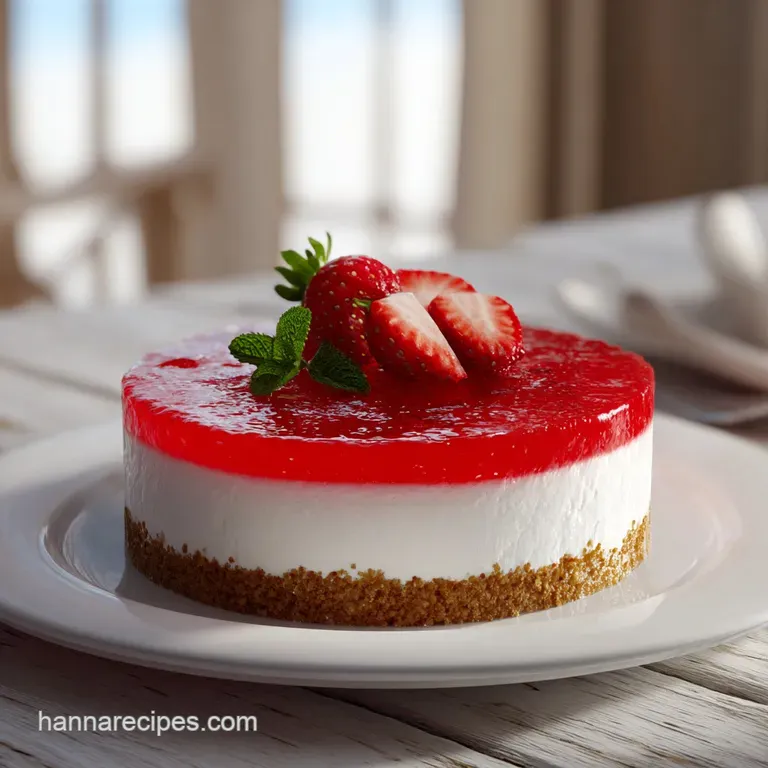 A perfectly smooth slice of cheesecake on a white plate, topped with a swirl of whipped cream.