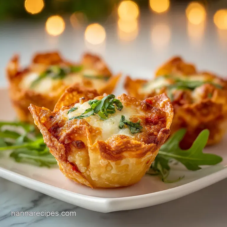 Crispy Wonton Lasagna Cups
