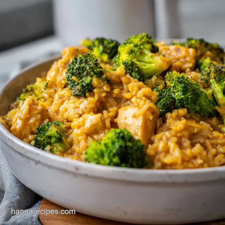 A scoop of creamy rice and tender chicken paired with vibrant green broccoli on a modern matte grey ceramic plate.
