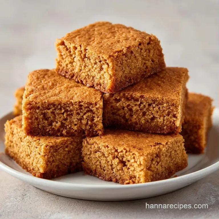 A neat stack of amber-colored dessert squares on a white ceramic plate, finished with a sprinkle of flaky sea salt.
