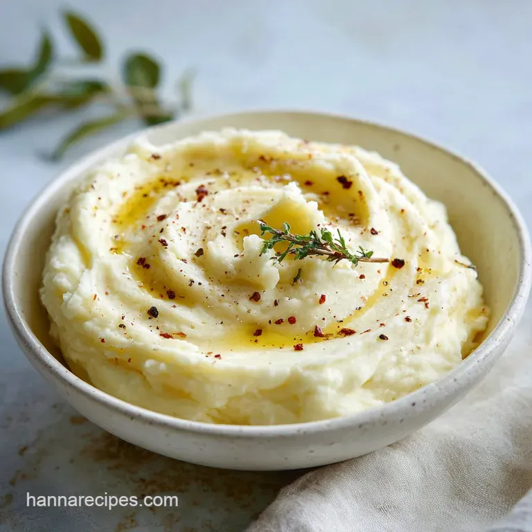 A perfectly portioned scoop of smooth mashed potatoes on a white plate, glistening with butter.