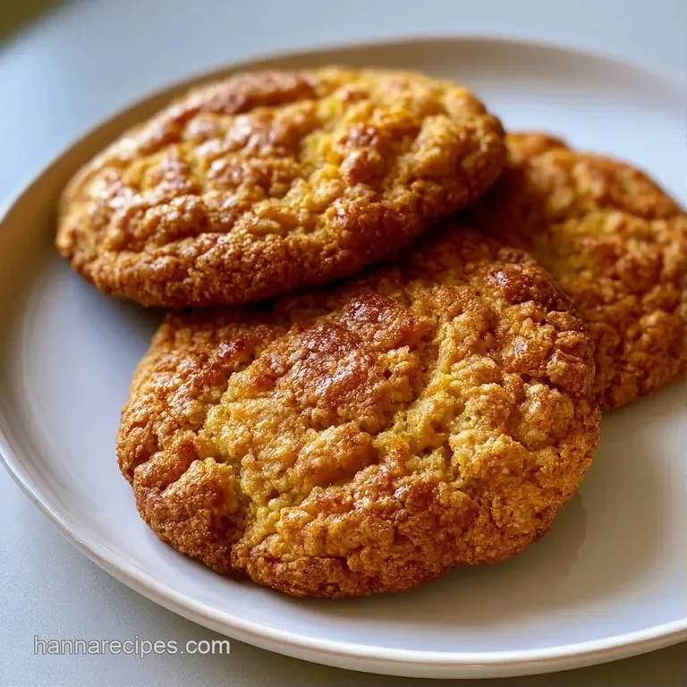 A neat stack of three golden cookies on a white porcelain plate, paired with a chilled glass of creamy milk.