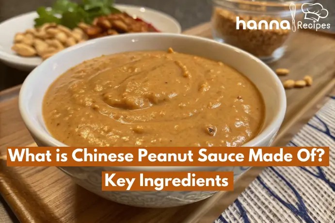 Homemade Chinese peanut sauce made with peanuts, soy sauce, garlic, ginger, and chili paste, smooth and creamy with a golden-brown color, captured in a close-up amateur photo.