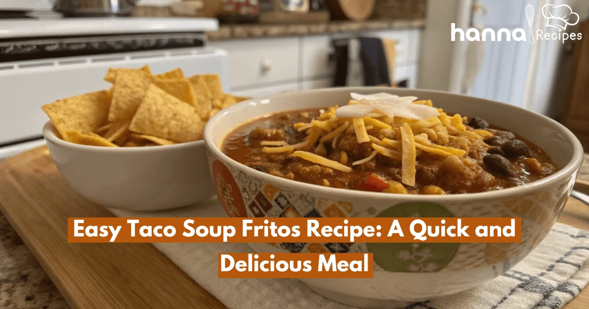 Quick taco soup Fritos recipe served in a bowl, topped with crispy Fritos and melted cheese, ready to enjoy.