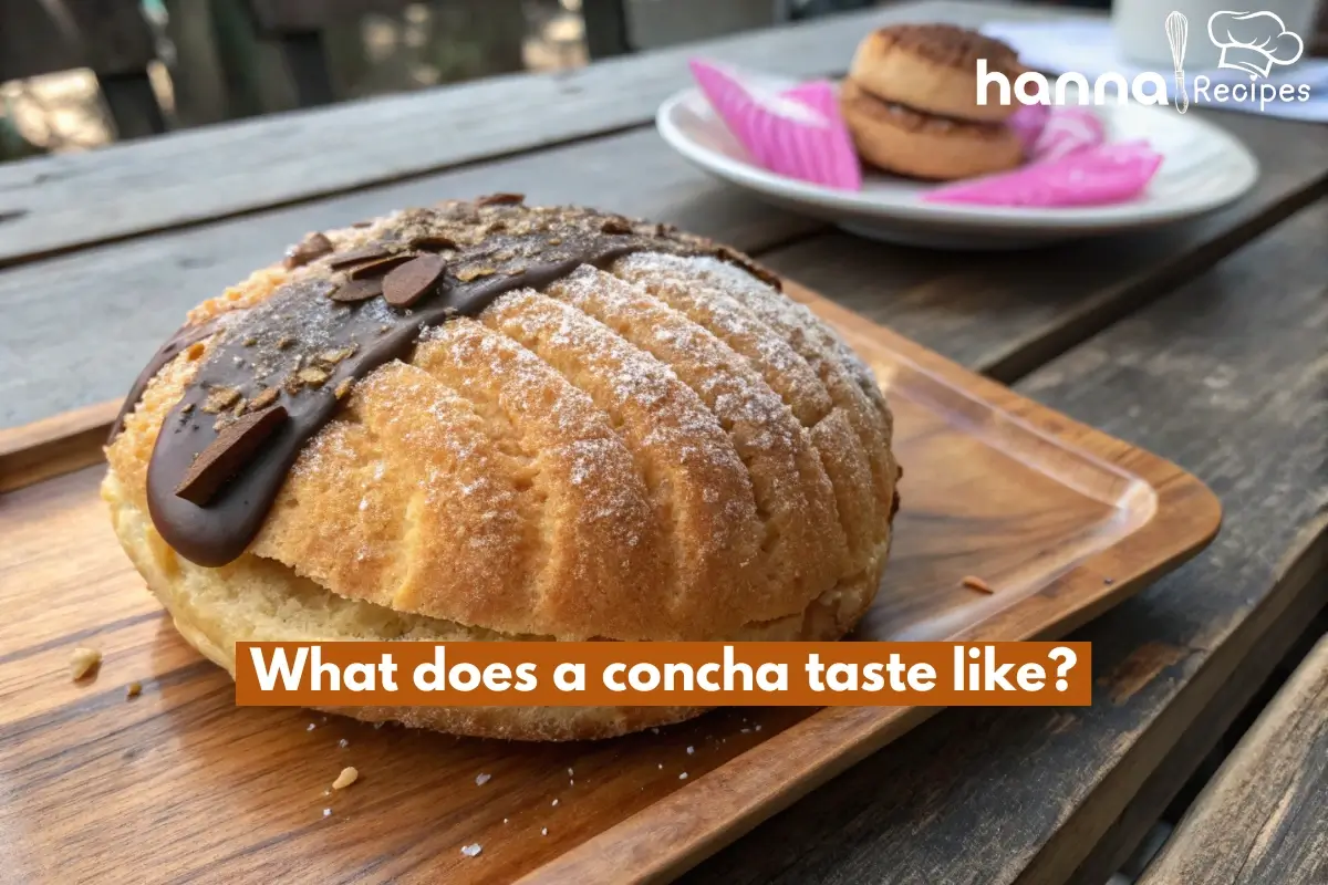 What does a concha taste like? A sweet, fluffy Mexican bread with a signature sugar shell.