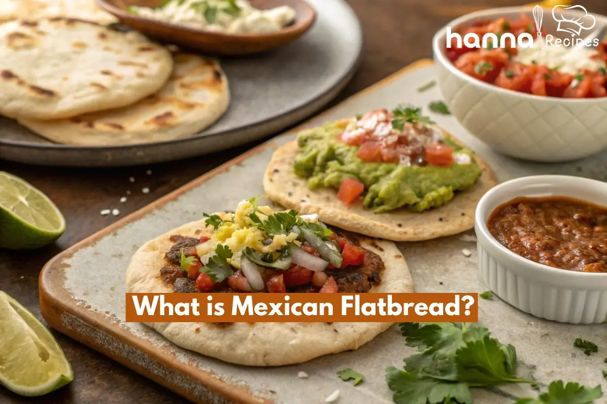 What is Mexican flatbread called? Image showing fresh tortillas and sopes with vibrant toppings.