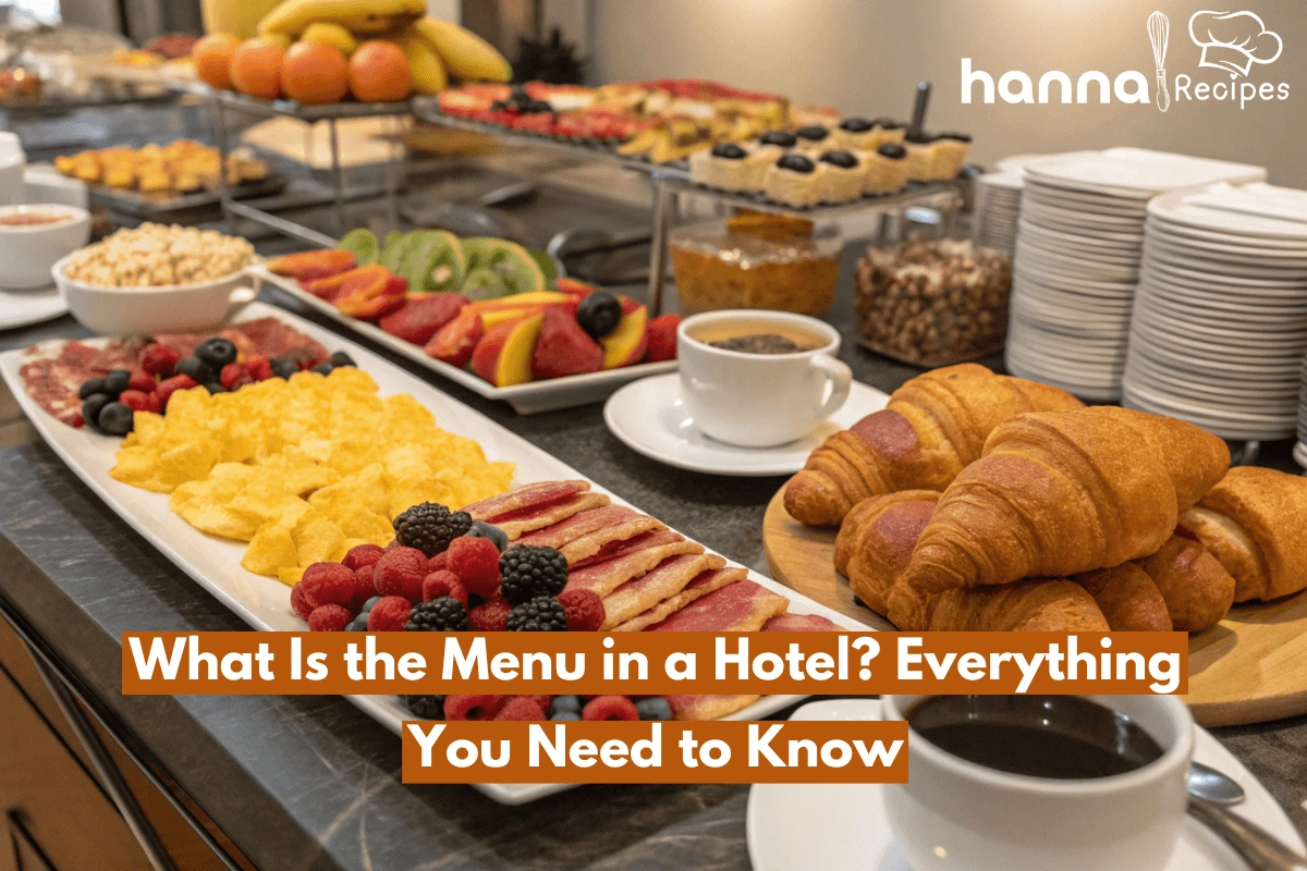 A vibrant hotel breakfast buffet showcasing fresh fruits, pastries, eggs, bacon, and coffee in an elegant arrangement.