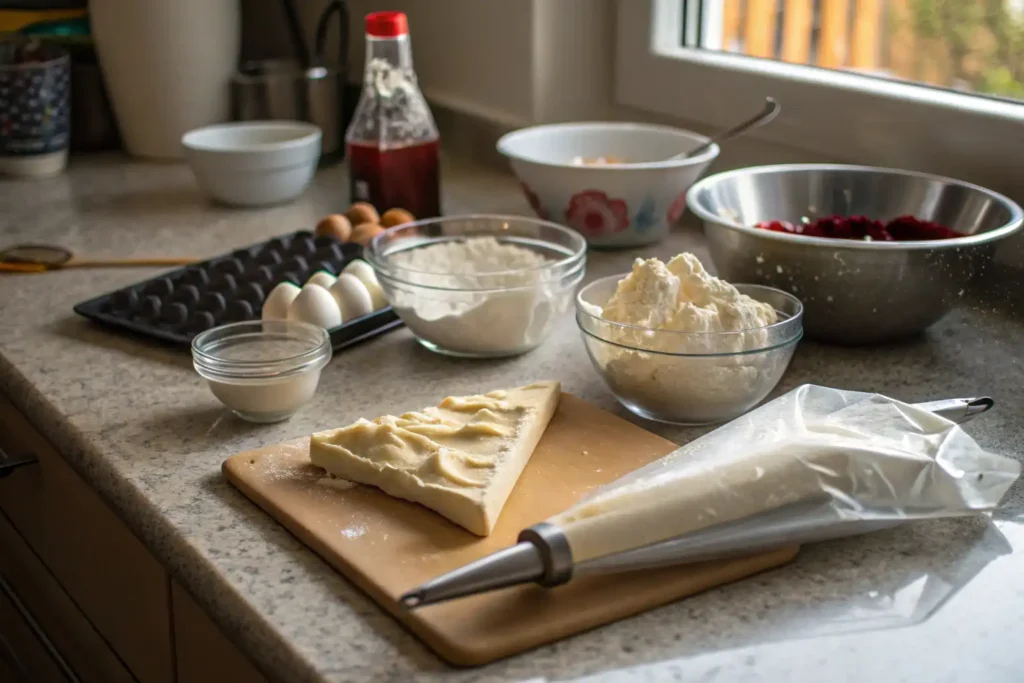 A variety of Italian desserts like Tiramisu, Cannoli, Panna Cotta, and Gelato arranged on a platter with fresh fruit garnishes and chocolate shavings.