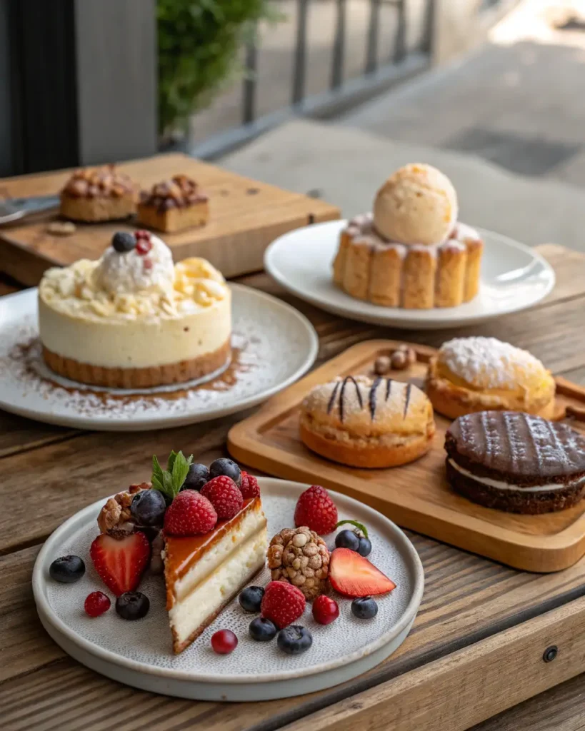 Top dessert places near me featuring a variety of fresh pastries, cakes, and ice cream from local dessert shops.