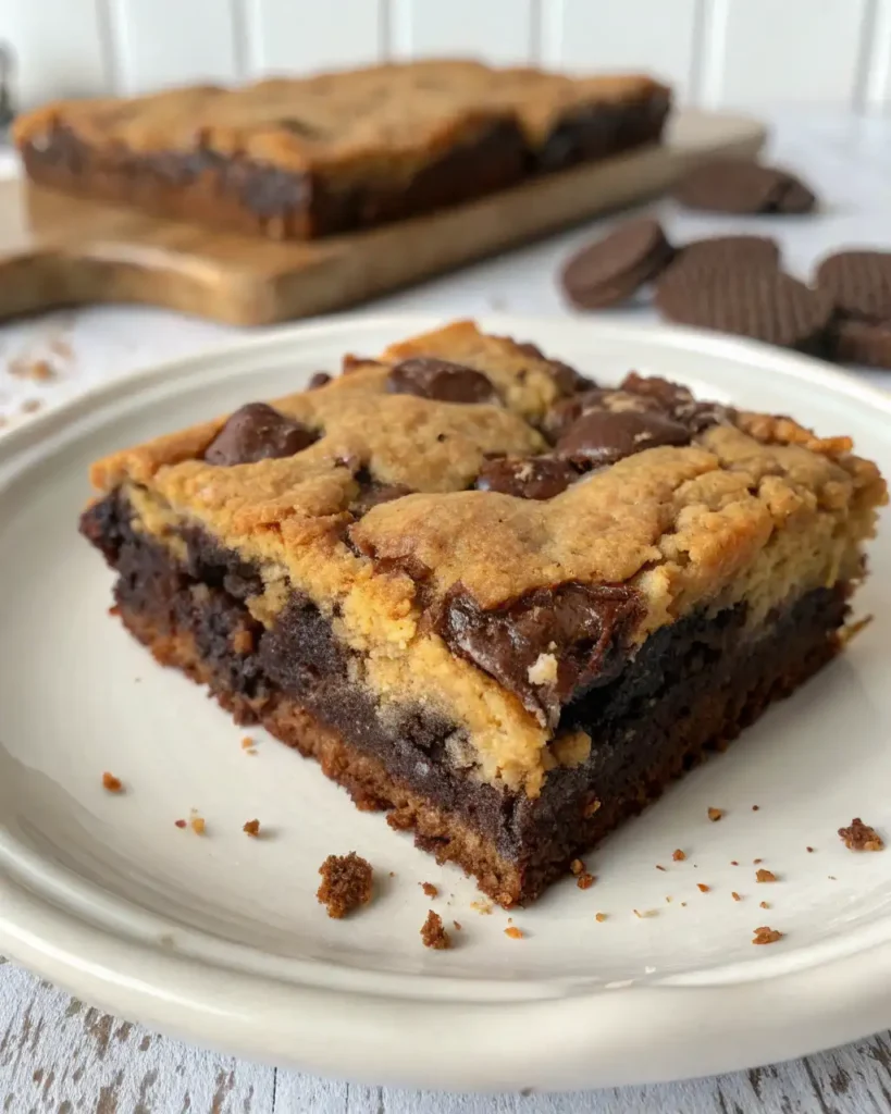 The BEST Fudgy Chewy Brookies, showing the gooey brownie layer and chewy cookie top.